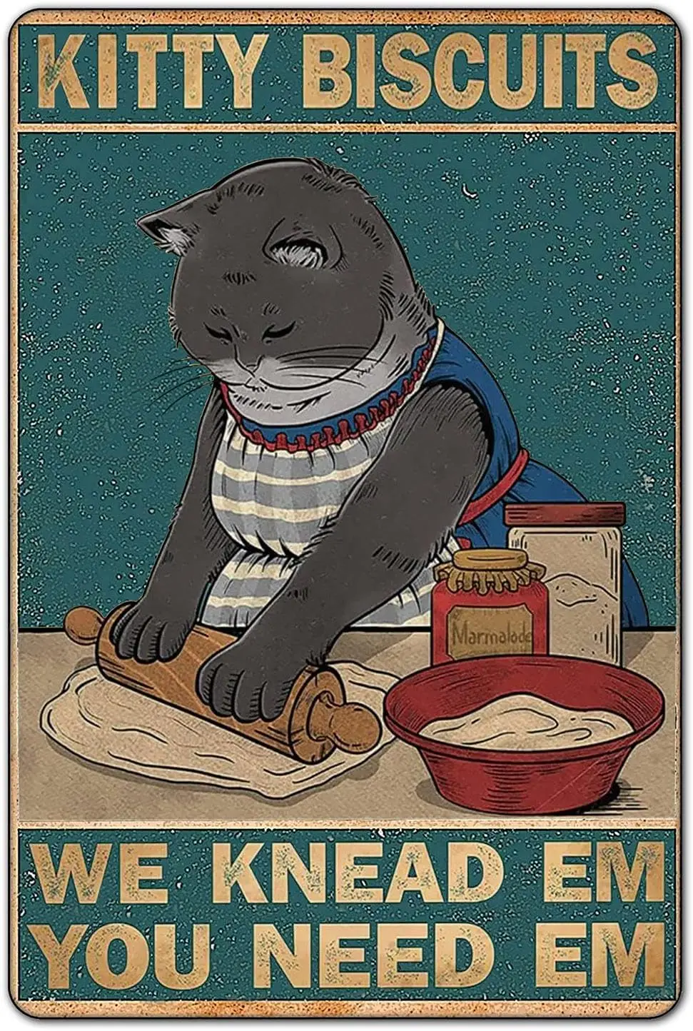 Bestylez Funny Cat Vintage Signs Cat Pictures Cat Poster Wall Decor, Cat Lover Gifts For Home Kitchen Use - Kitty Biscuits You N