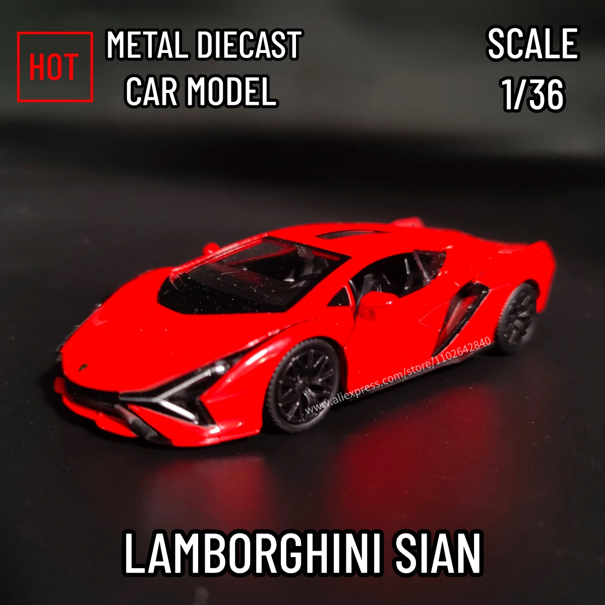 1/36 Lamborghini Sian Replica Car Model Scale Metal Diecast Miniature Art Pullback Vehicle Collection Xmas Gift Kid Boy Toy