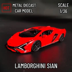 1/36 Lamborghini Sian Replica Car Model Scale Metal Diecast Miniature Art Pullback Vehicle Collection Xmas Gift Kid Boy Toy