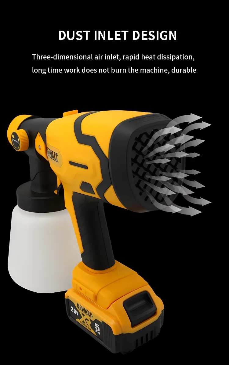 Dewalt Airbrush Bürstenlose Elektrische Spritzpistole Leichter Farbsprüher für gleichmäßigen Sprühnebel bei Heimwerker- und DIY-Projekten – Detail 14