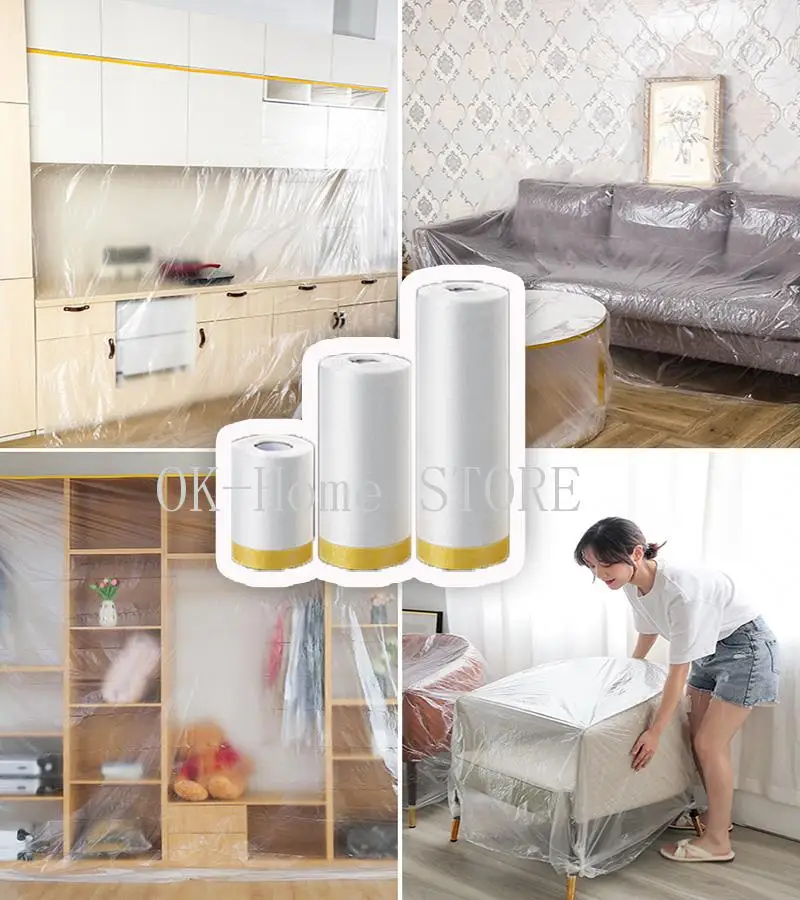 

Dust-Proof Film Cover Decoration Plastic Film Dormitory Bed Sofa Cover Cloth Protective Film 55CM 110CM Transparent Masking Film