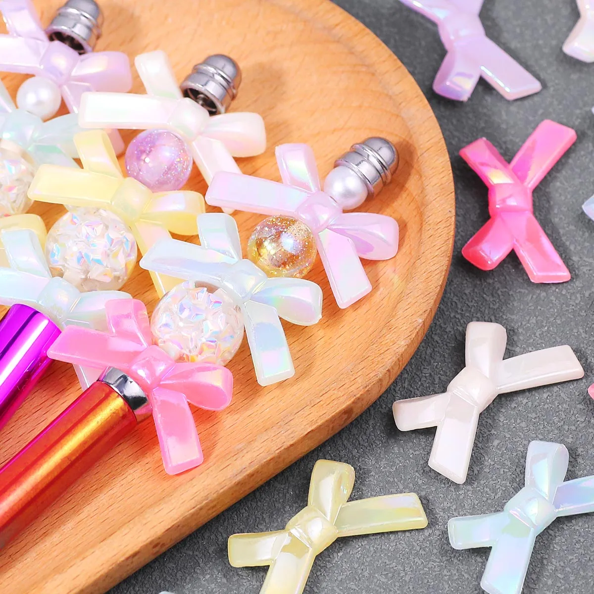 34 مللي متر الاكريليك هلام AB عبر نمط القوس مزيج اللون اليدوية DIY الخرز لصنع المجوهرات سوار إكسسوارات