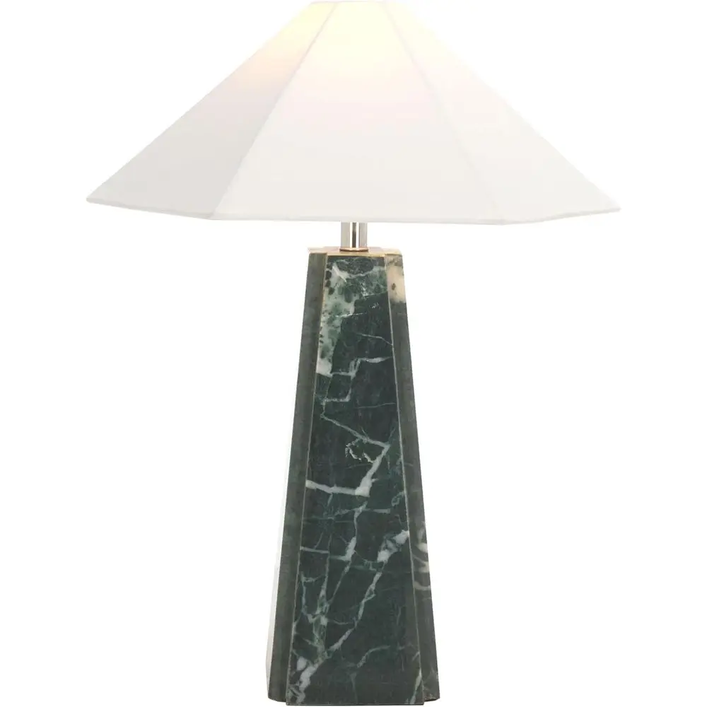 Green Marble 25-inch Table Lamp for Bedroom, Living Room, Home Office, Desk, Nightstand