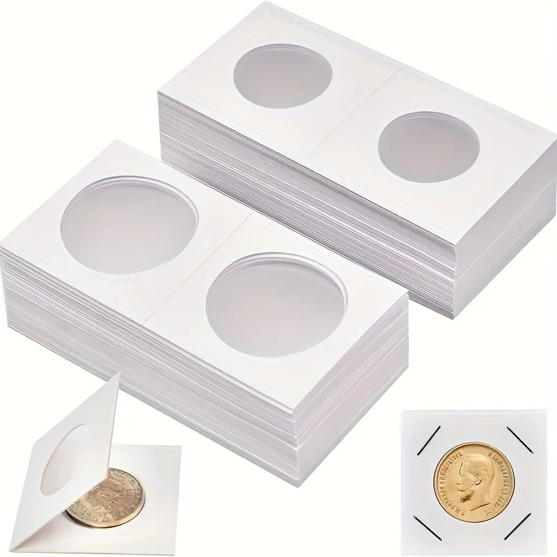 Flash sale 200 Coin Holder Cardboard Sheets for Coin Flipping Collectors, 4 Sizes 2" X 2" Currency Holders, Suitable for Coin Collection Display Books, for Pennies/25 Cent Coins/Tokens/Medals view 7