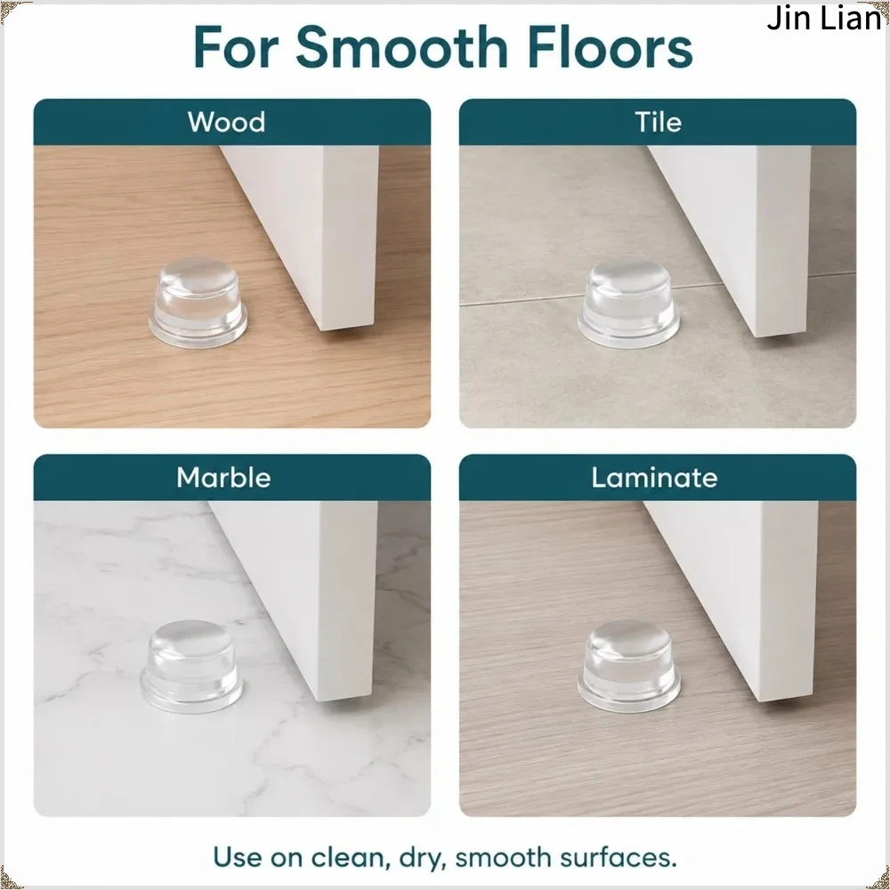 1-8Pcs Clear Soft Silicone Door Stopper Anti Collision Wall Guard Adhesive Rubber Bumper Protector For Door Handle Cabinet