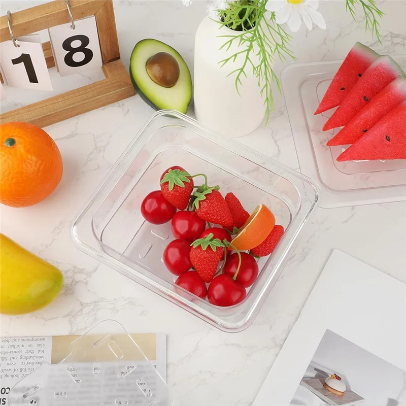ABKO-Fruit Vegetables Draining Trays–24 Pcs Clear Plastic Drain Shelf For 1/6 Size For Food Pan With Acrylic Grate