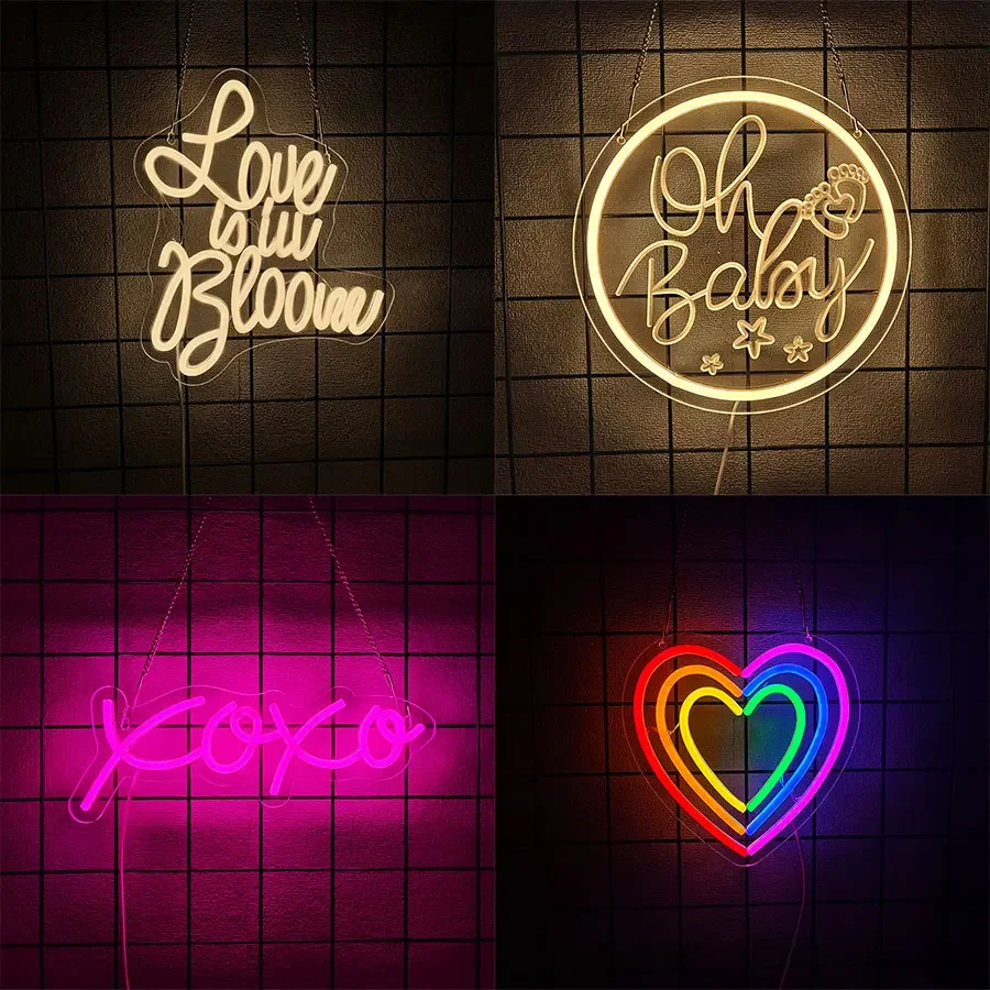 

Красочные неоновые вывески в форме сердца, светодиодные, для декора спальни, бара, вечеринок, подарков на День святого Валентина, серия «День святого Валентина».