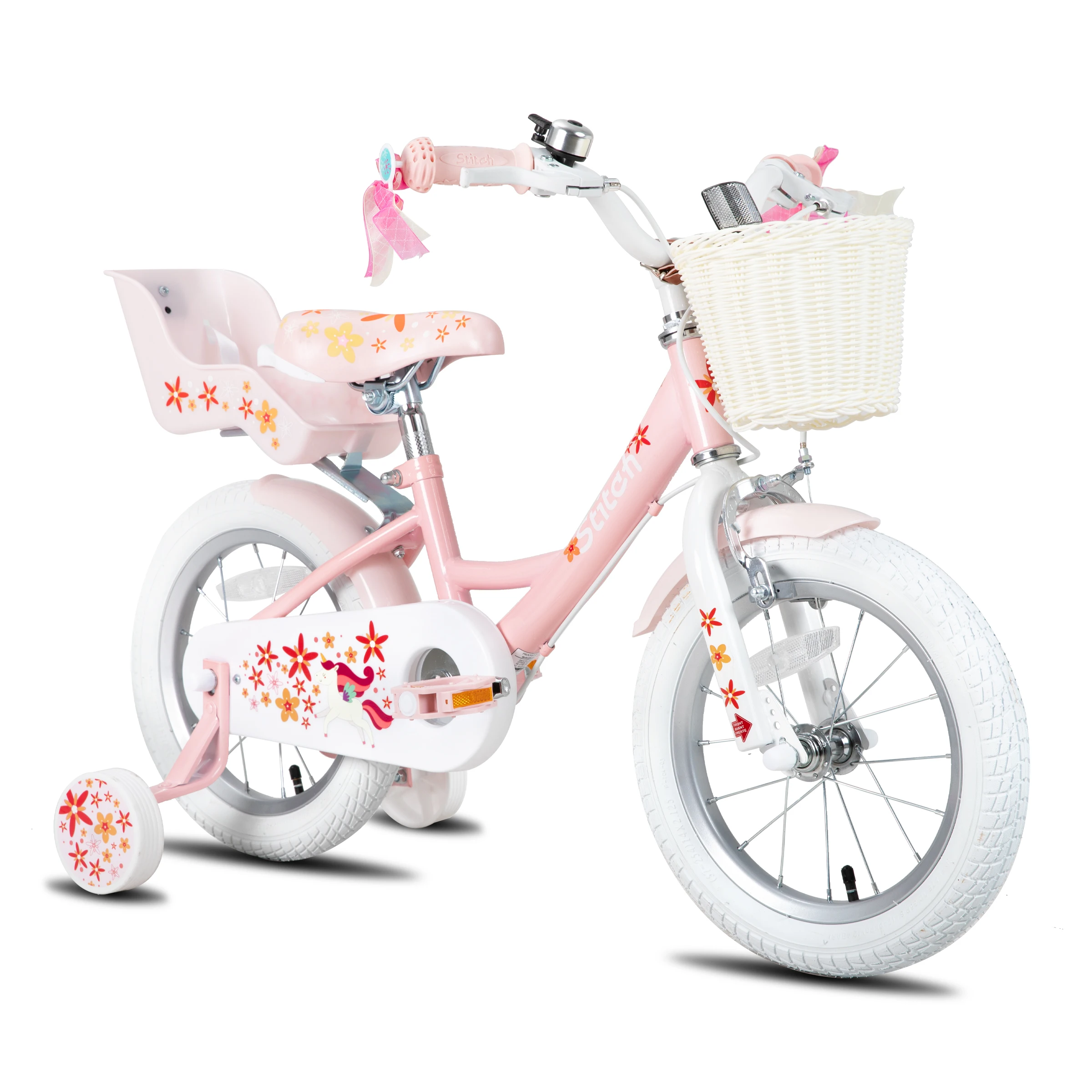 JOYSTAR Girls Bike for 2-9 Years Old Kids, 12 14 16 18 Inch Kids Bike with Training Wheels, Streamers, Basket and Doll Seat