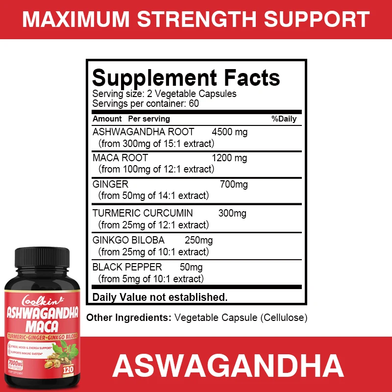 Ashwagandha and Maca Supplements - Support Stress, Mood and Strength, Natural Anxiety Relief, Mood Enhancer