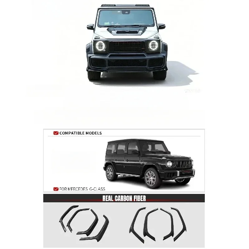 Multifunctional Dry Carbon Fiber B900 Style Front Wheel Arch Trim Fit W464 W463A Vehicle Exterior Body Modification Accessories