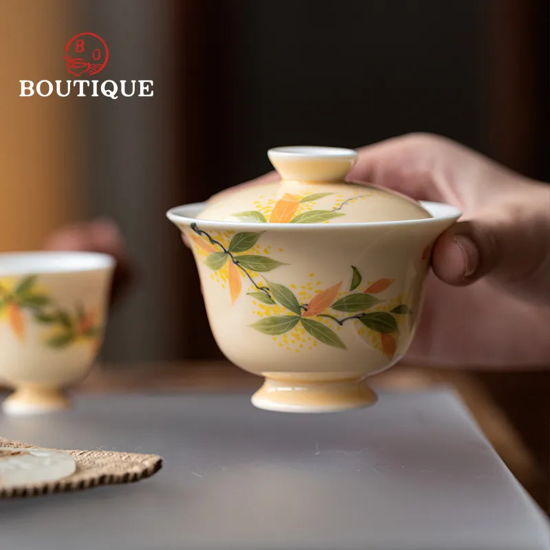 

Pure Hand Painted Gaiwan 100ml Porcelain Tea Bowl Tureen Jingdezhen Teacup Cover Tea Maker Gai Wan Tea Ceremony Tool Drinking