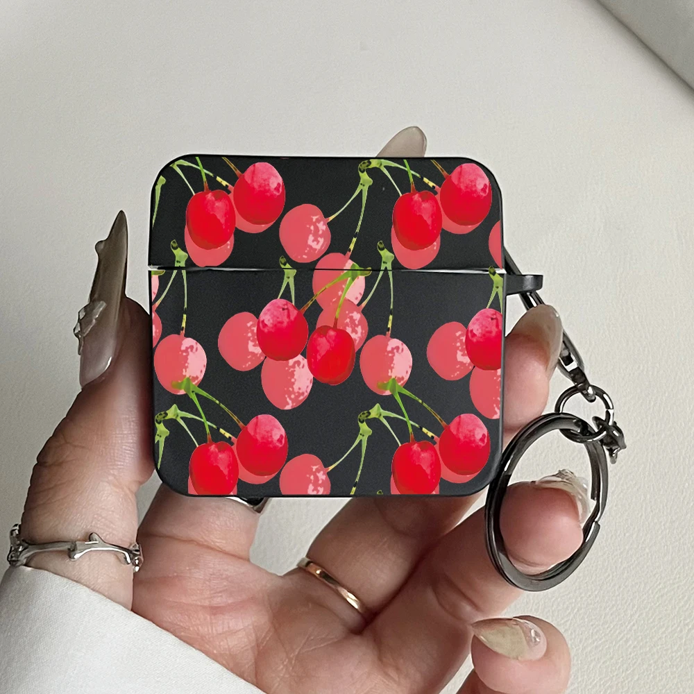 애플 에어팟 프로/프로 3/프로 2용 패션 핑크 체리 패턴 이어폰 케이스 에어팟 1/2/3/4 커버용 보호 헤드폰 케이스