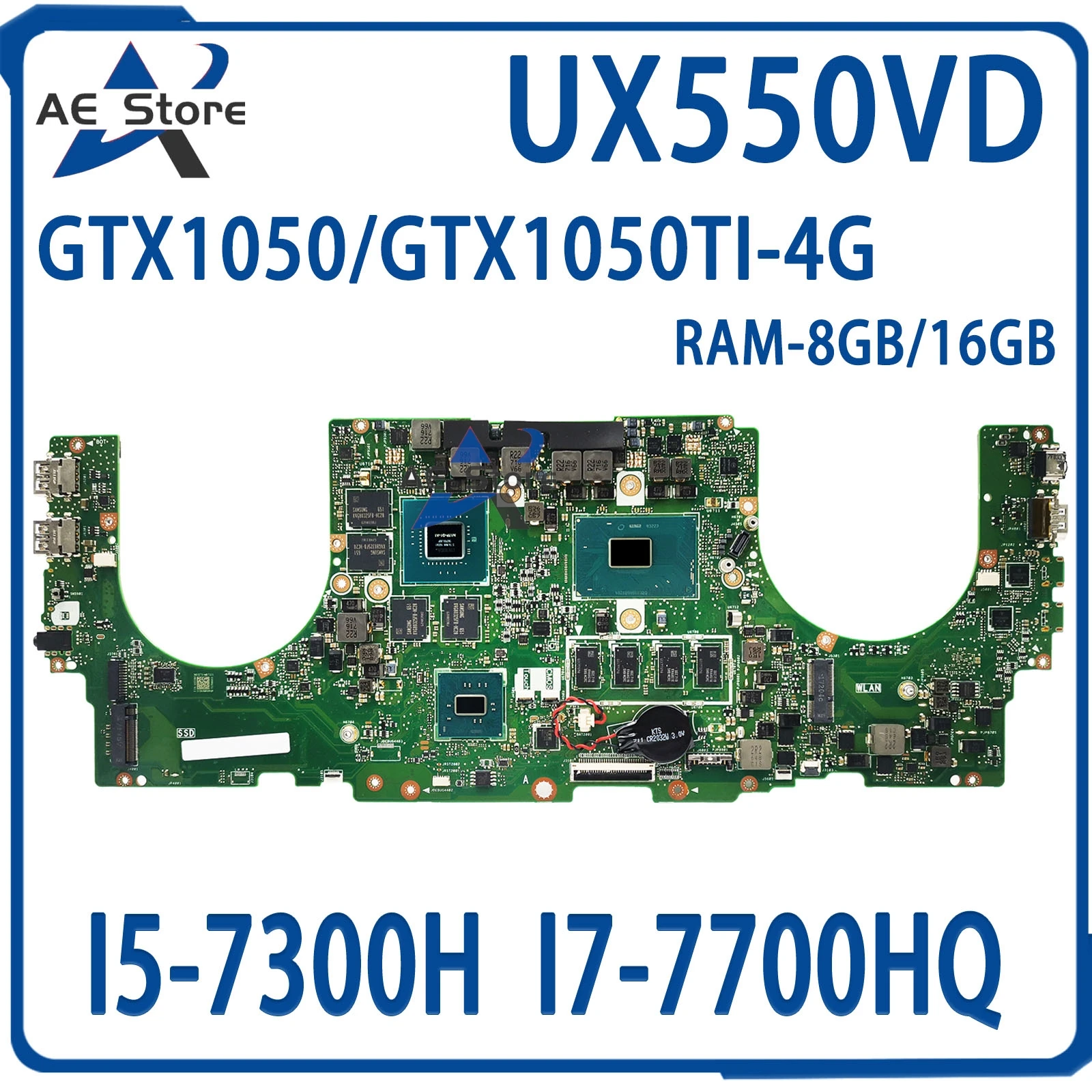 UX550 Mainboard For ASUS ZenBook Pro UX550V UX550VD UX550VE Laptop Motherboard I5-7300H I7-7700HQ GTX1050TI/4G GTX1050/4G 16GB