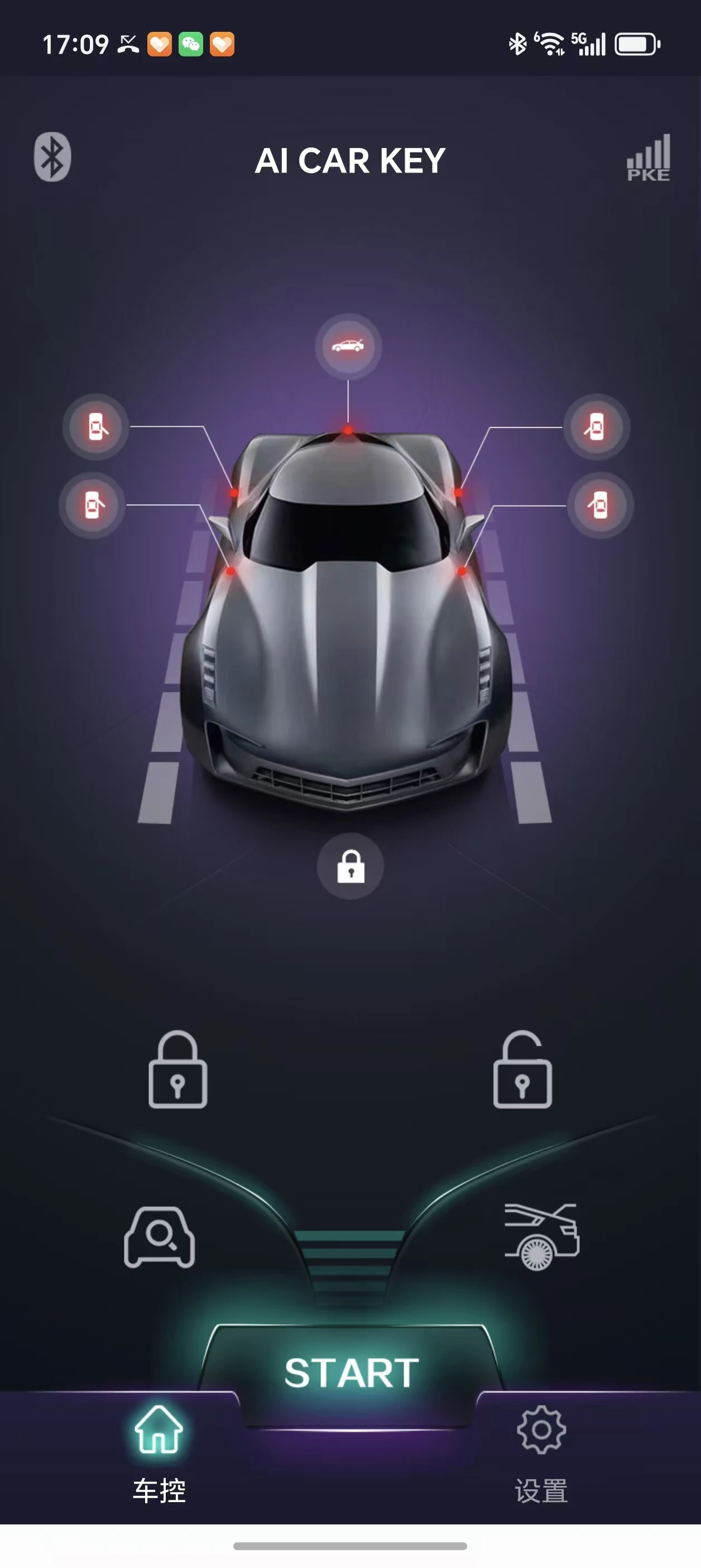 BLE APP Push Button Start Two Way Keyless Entry Car Alarm System
