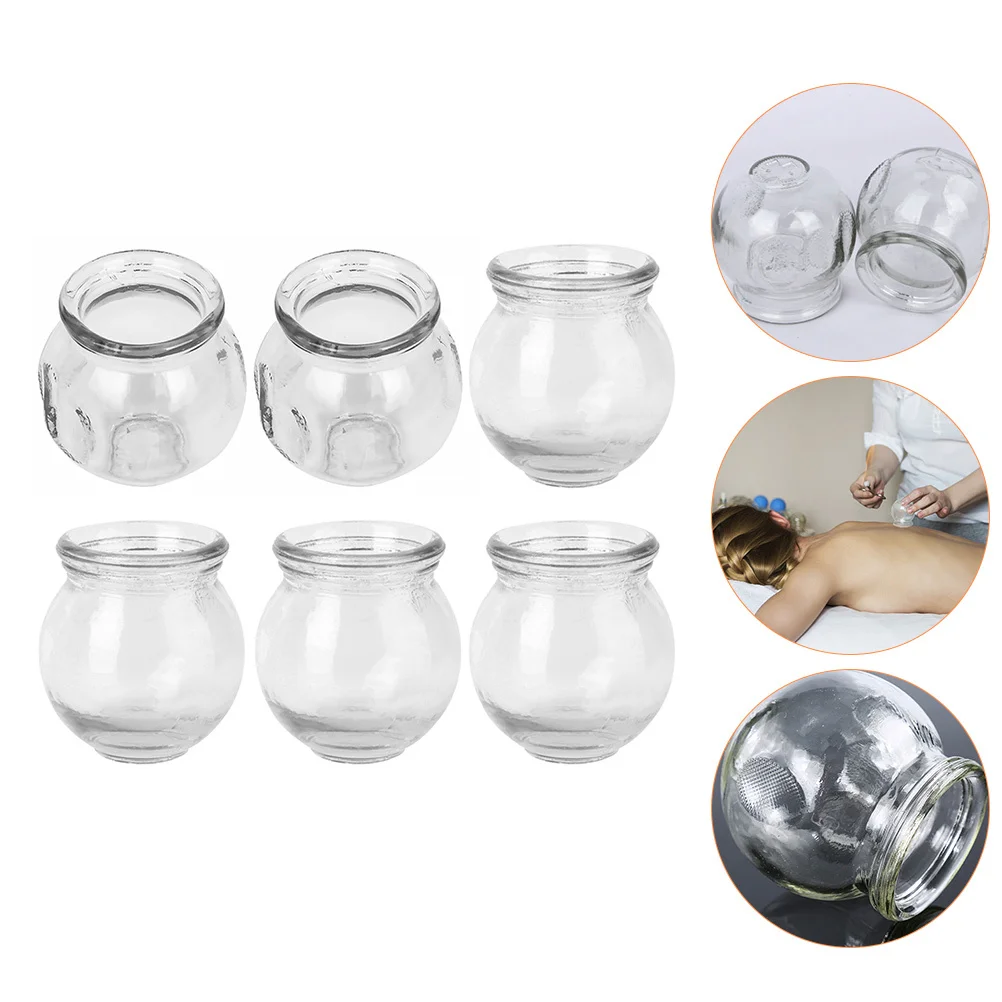 

6 шт., стеклянные банки, терапевтические чашки, утолщенные взрывозащищенные противопожарные присоски, нескользящие аксессуары для массажа с защитой от от отпечатков пальцев