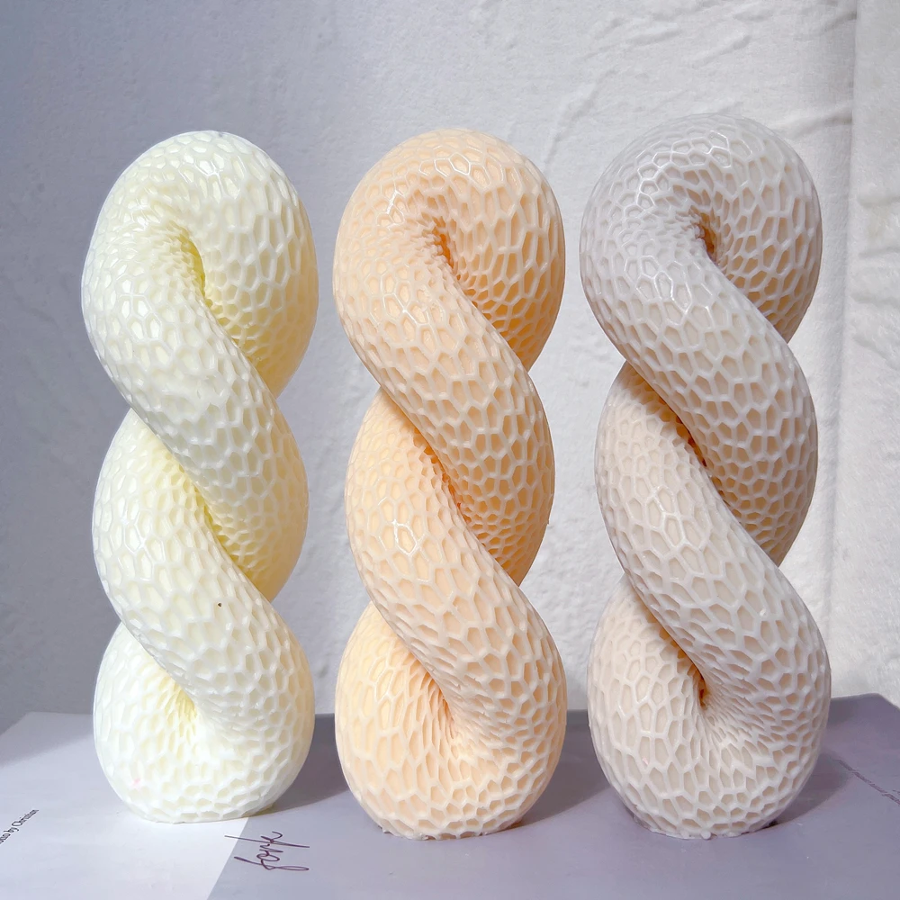 Geometric Spiral Knot Pillar Tube Tie Rope Column Twisted Home Decor Soy Wax Mold DIY Bread Cake Mousse Baking Silicone Mould