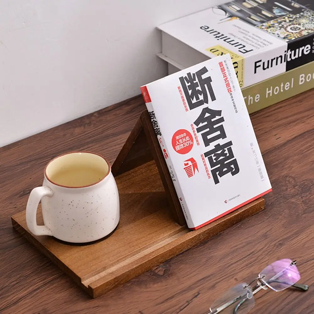 

Removable Wooden Reading Stand Handmade with Cup Holder Multifunctional Recipe Shelf Sturdy Owl Mobile Phone Stand Office