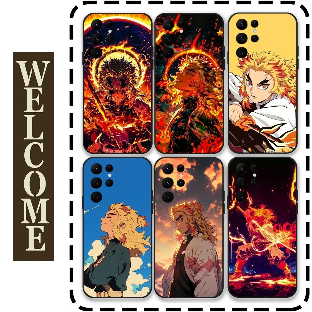 

K-Kyojuro R-Rengoku Anime Phone Case for Samsung Galaxy S24 Ultra S22 S23 Ultra S21 S20 5G Protective Silicone TPU Funda