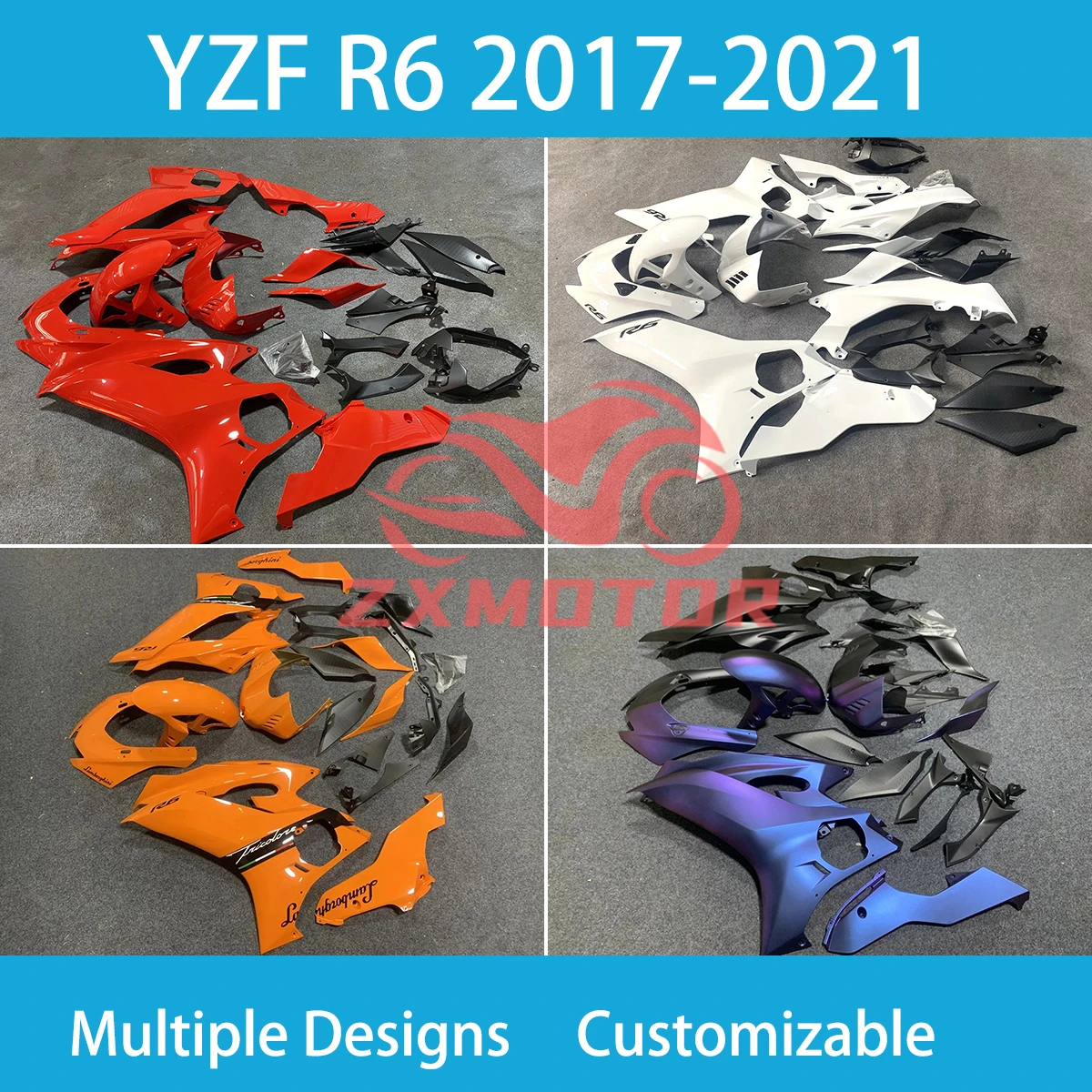 For YAMAHA YZFR6 17 18 19 20 21 Prime Fairing Kit YZF R6 2017 2018 2019 2020 2021 Aftermarket Motorcycle Plastics Fairings