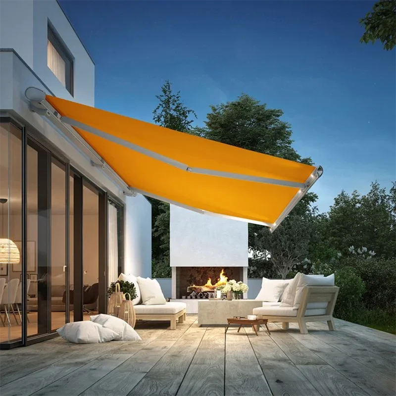 Electric Heavy Duty Sun Shade Retractable Awning Outdoor   Motorized Full Cassette Awning