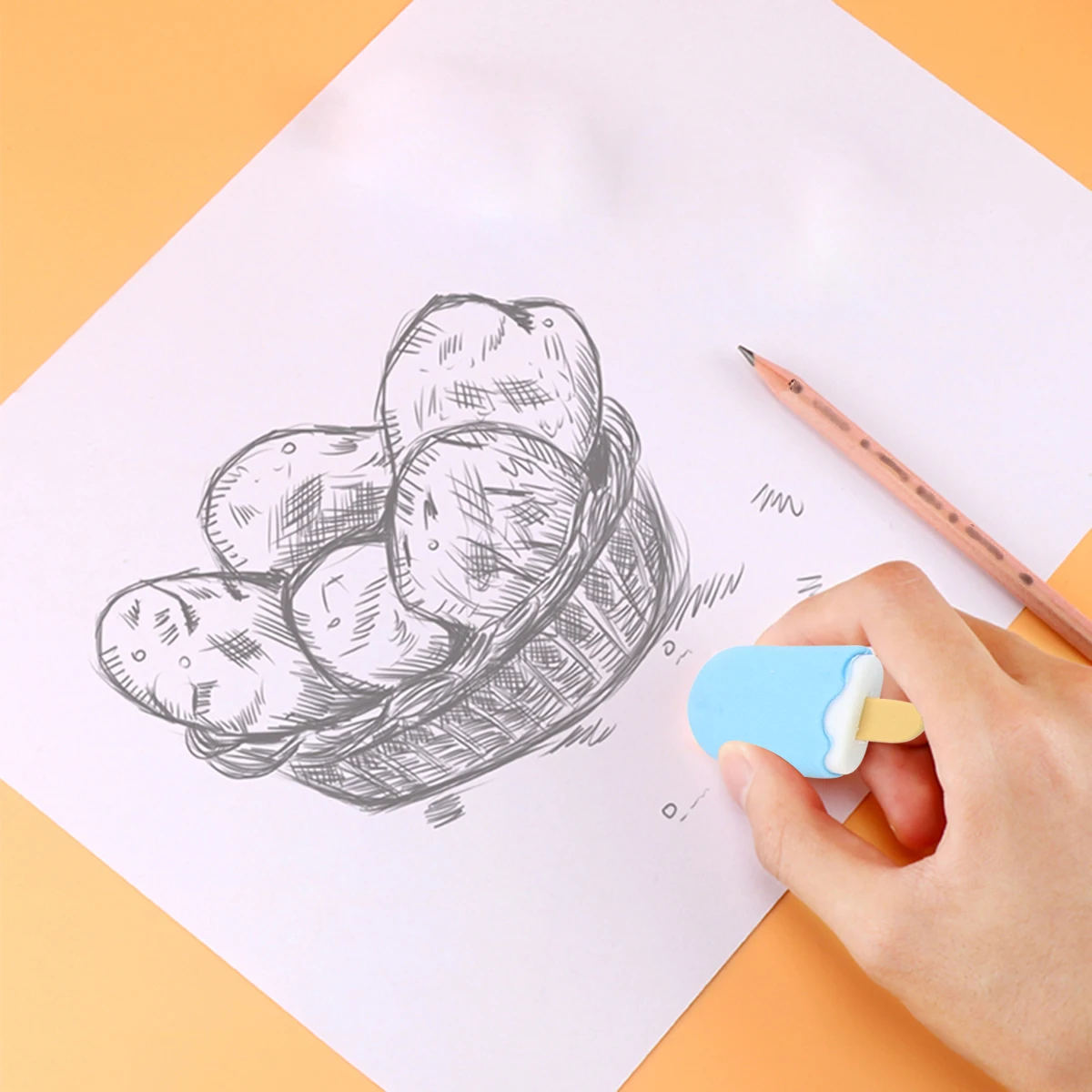 

4 Boxes Eraser Animal Shaped Student Stationery Ice Cream Cone School Pencil Lollipop Fruit