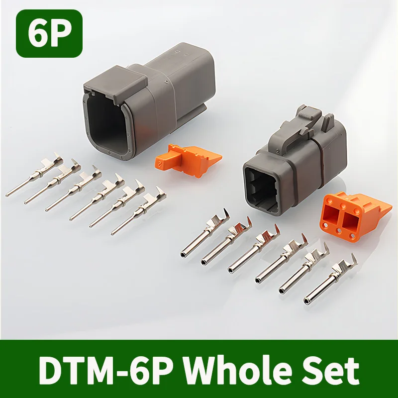 5/20/100 Sets 6 Pin Way Deutsch DTM04-6P DTM06-6S Waterproof Electrical Wire Connector 16-22AWG DTM Series Connector Male Female