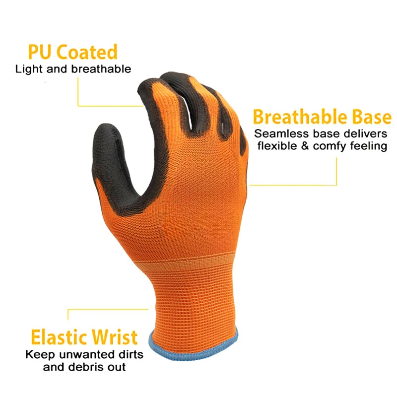 12 Pairs Work Gloves For PU Palm Coating Safety Protective Glove Nitrile Professional Safety Suppliers