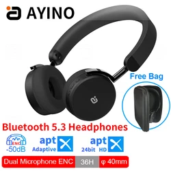 AYINO EP680 ENC Wireless Bluetooth Headphones with Microphone Stereo aptx adaptive Bluetooth 5.3 on-ear Headset for Phone PC