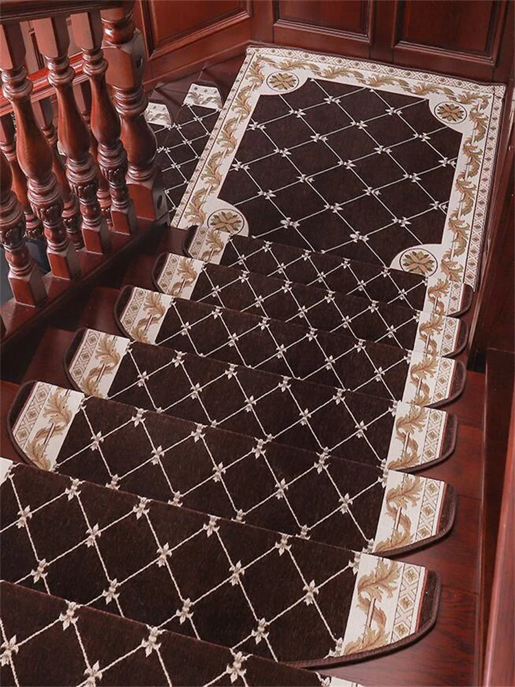 1set / 13pcs European staircase floor mat self-adhesive anti-skid solid wood carpets blanket Custom made staircase pad mat rug