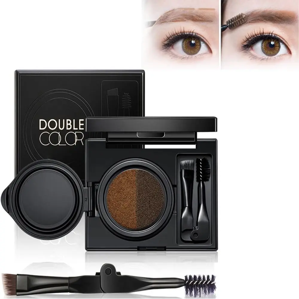 Nuova crema per sopracciglia 2 in 1 Polvere per sopracciglia impermeabile resistente al sudore con pennello a doppia estremità Crema per eyeliner a lunga durata