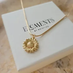 Fashion Boho Women Sunflower Pendant Necklace Engagement Necklaces for Women Couple Jewelry Accessories Party Anniversary Gift