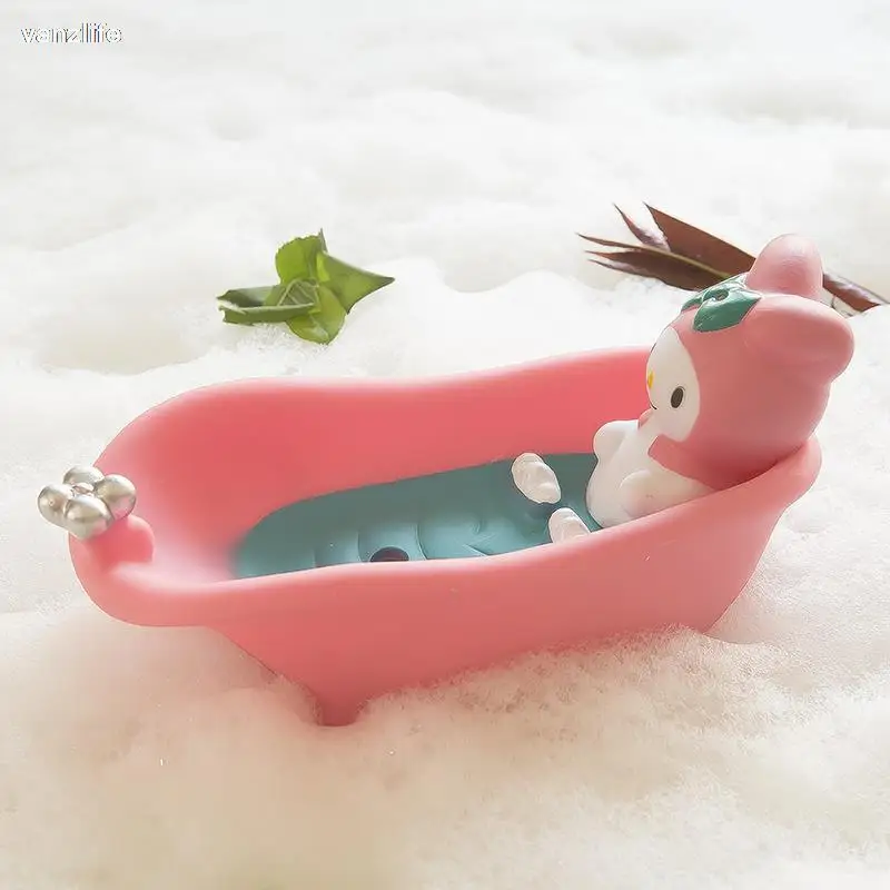 vanzlife Creative personality soap box frame and lovely cartoon kt cat toilet soap soap box drop box of bathroom soap holder