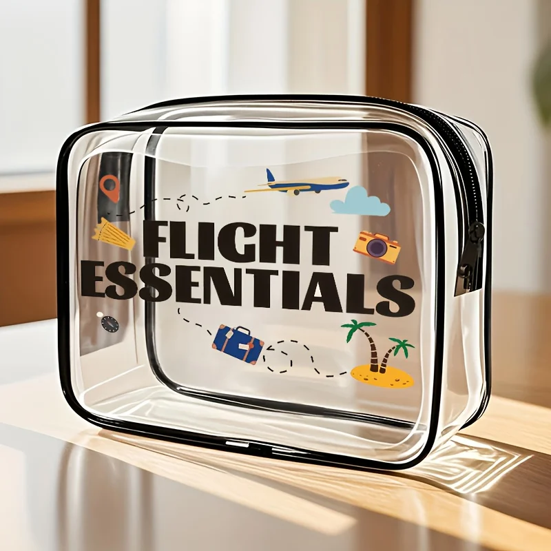 

1pcs Transparent Zipper Tote Bag for Organizing Toiletries - Lightweight Travel Bag with Cable ManagementClear Compartments for