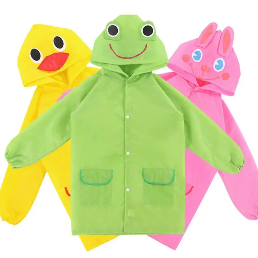 Cute Cartoon Animal Style Kids Raincoat with Hat Lovely Waterproof Children Rainwear Durable Kids Rain Gear Thick Fabric Poncho