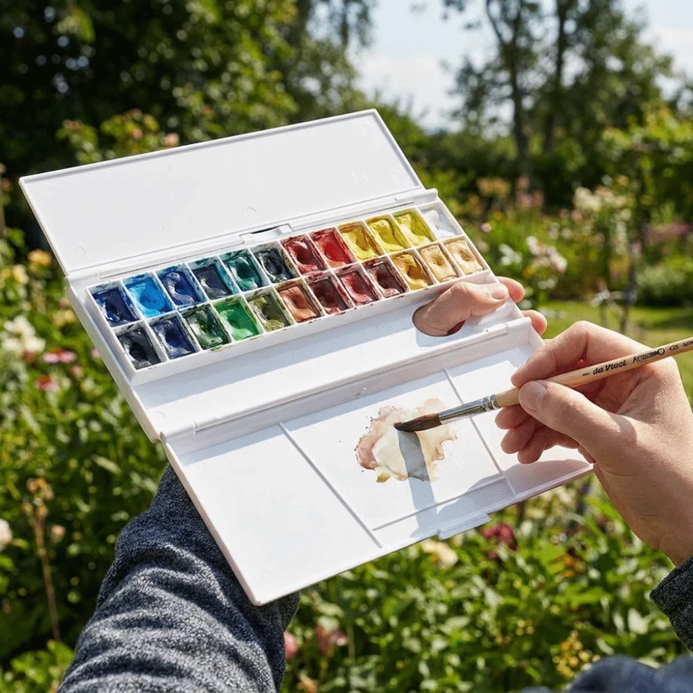 Foldable Watercolor Pigment Box Reusable Professional Watercolor Mixing Tray DIY Easy To Rinse Travel Painting Palette Oil Paint