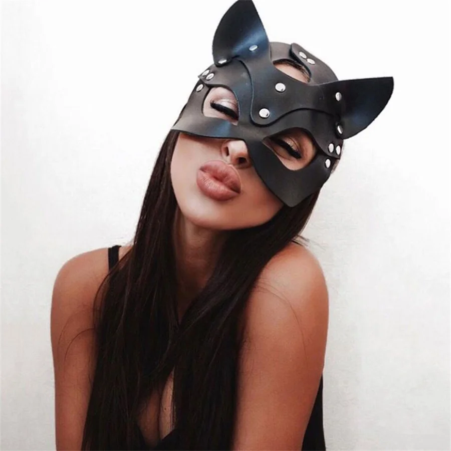 

Erotic Women Leather Sex Mask Sexy Half Face Fox Cosplay Mask Halloween Party Ball Punk Carnival Night Club Masks Masquerade