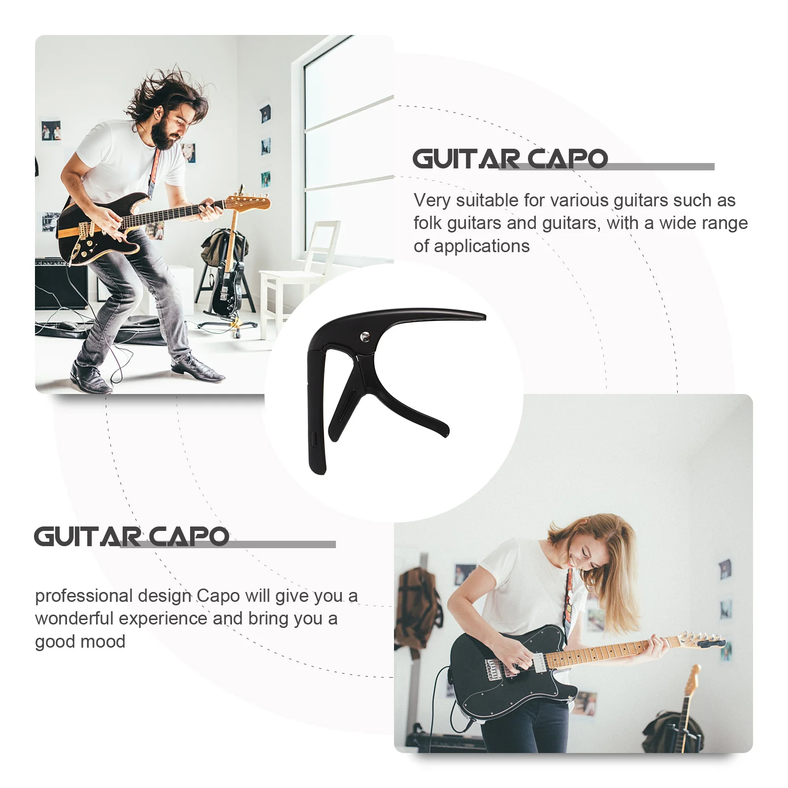 

1 set 1 Set Portable Guitar Capo With Pick Exquisite Tone Modified Clip For Folk Electric Guitar Professional Tuning Accessory