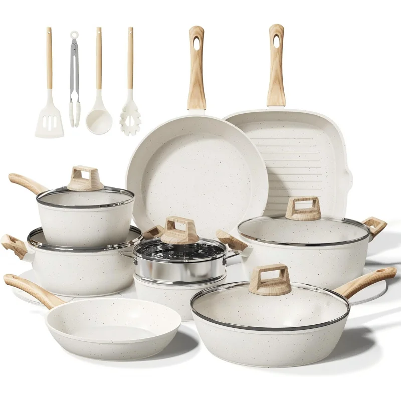 

24 Pcs Pots and Pans Set Non Stick Ceramic Cookware Set,Healthy Non Toxic Kitchen with Large Capacity