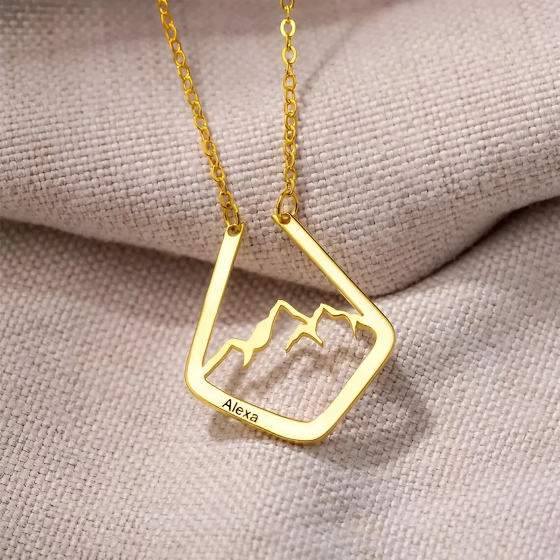 Custom Ring Holder Necklace Mountain Shape Engraved Personalized Stainless Steel Charm Necklace Ring Keeper Medical Gifts Doctor