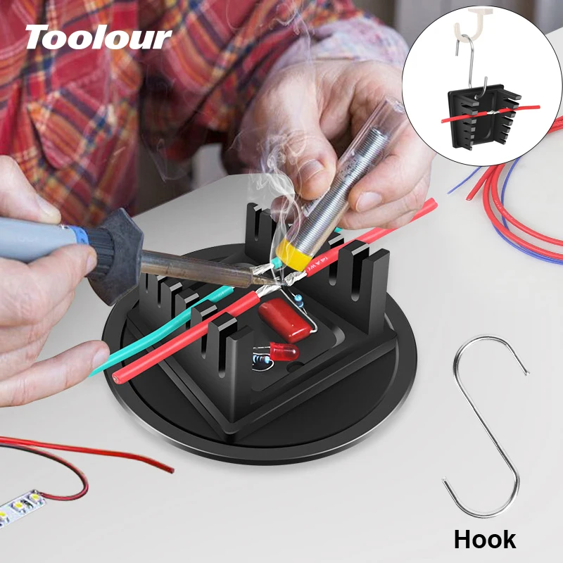

Toolour Aluminum Alloy Magnetic Helping Hands Soldering Tool Soldering Wire Holder with 6 Slots for 28AWG to 12AWG Wires