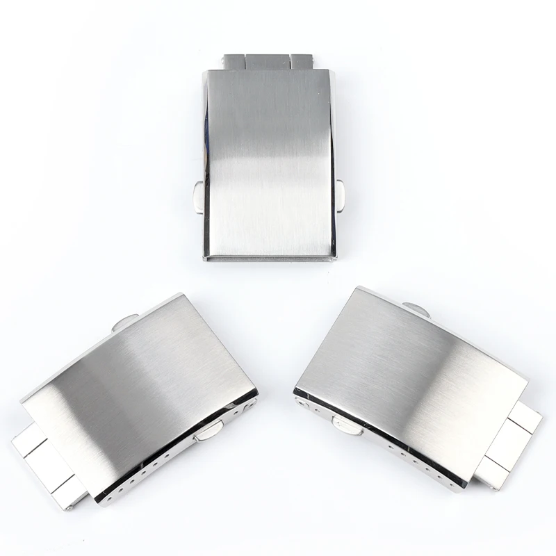 Adjustable Stainless Steel Wristband Solid Buckle for Seiko Metal Extended Double Press Folding Clasp 18 20 22mm Strap Accessory