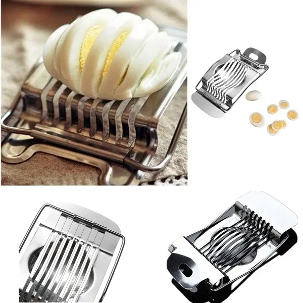 Multipurpose Stainless Steel Egg Slicer for Hard Boiled Eggs Wire Egg Slicer Aluminum Egg Cutter Heavy Duty Slicer