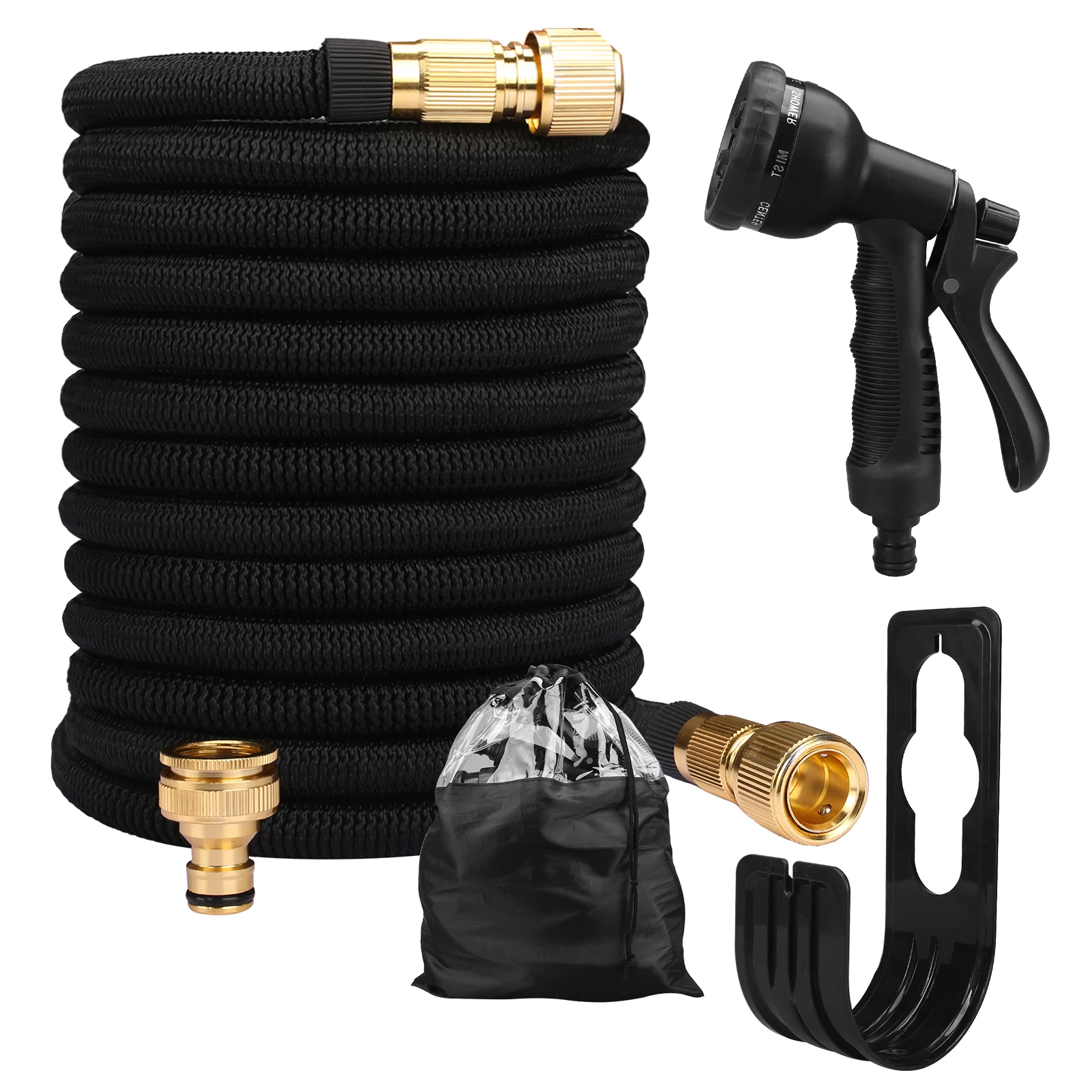 25ft/150ft Garden Water Hose Expandable Pipe With Spray Gun & Metal Connector High Pressure For Car Wash Lawn Water Irrigation