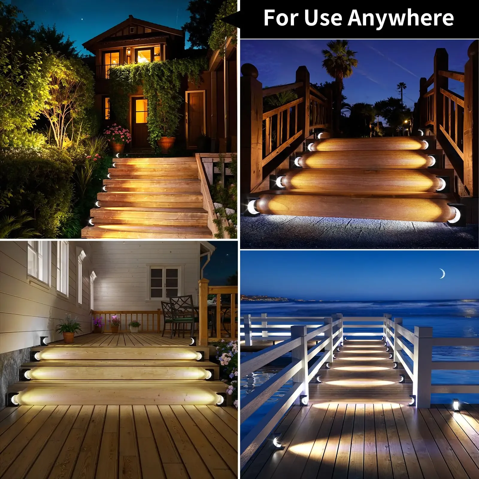 4 Buah Lampu Tangga Tenaga Surya LED Lampu Taman Tenaga Surya Dekorasi untuk Pagar Halaman Belakang Teras Depan Balkon