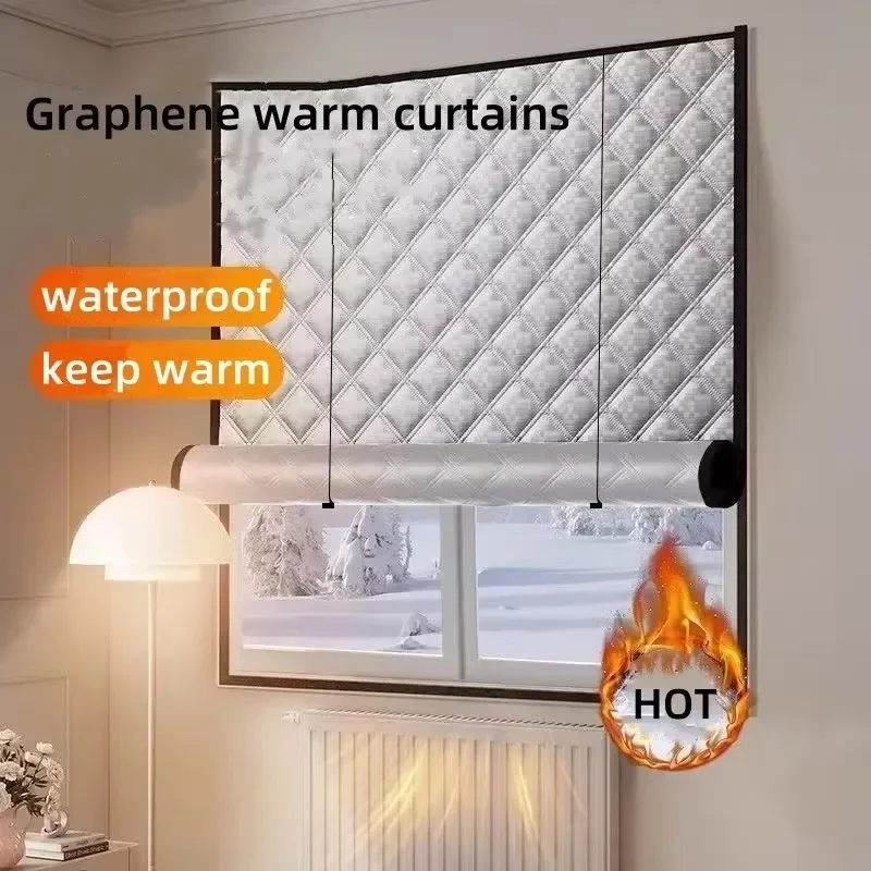 Insulated Windproof Sealed Graphene Curtains Winter Warm Cold-proof Shading Sound Insulation Thicke Fully Sealed Screen Windows