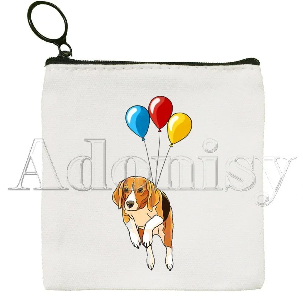 Beagle bolsa de moedas de lona de cor sólida fofa pequena fresca nova bolsa de chave com zíper bolsa de presente de mão