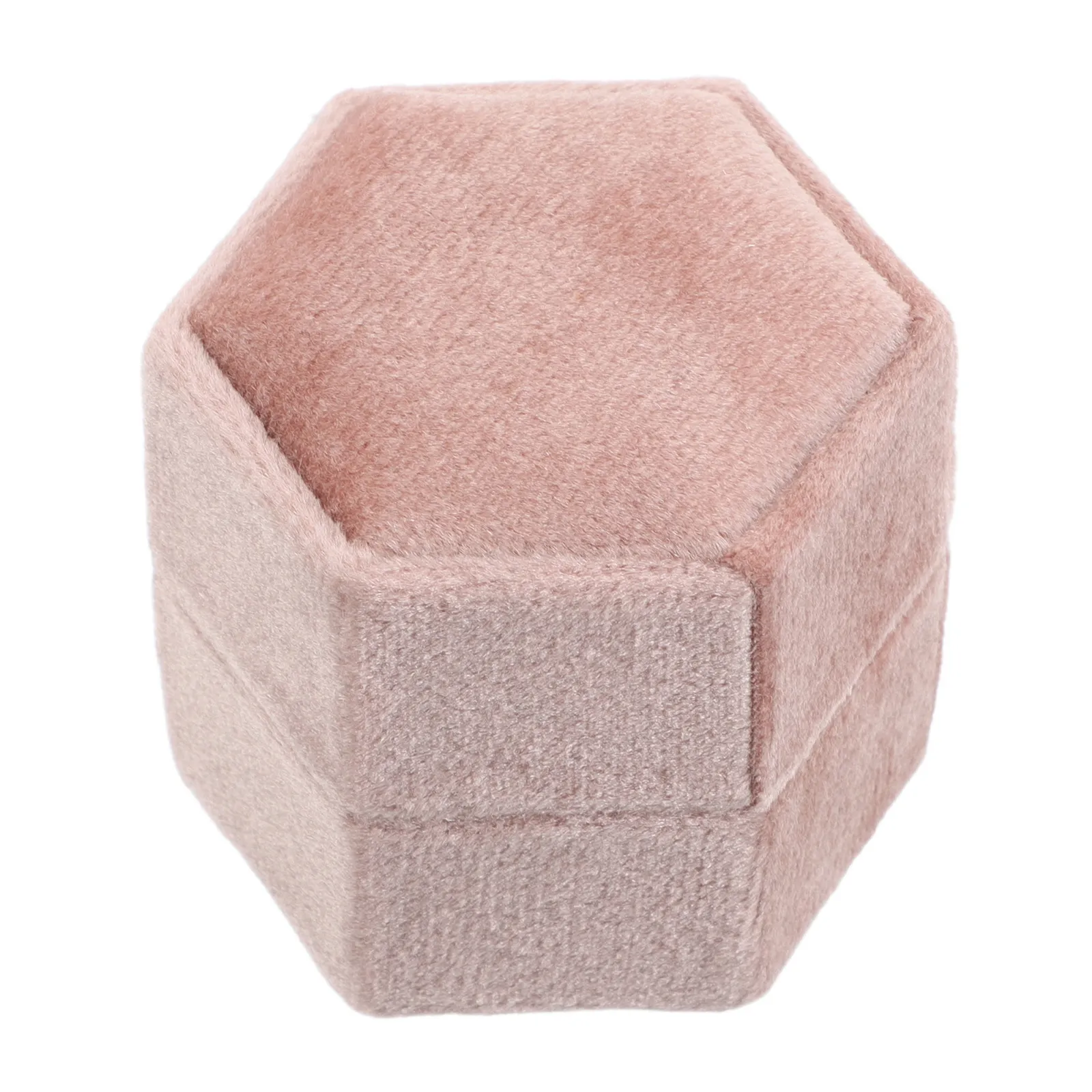 

Lint Material Hexagon Ring Box 3-Slot Elegant Jewelry Organizer Portable Display Case for Wedding Engagement Rings Women