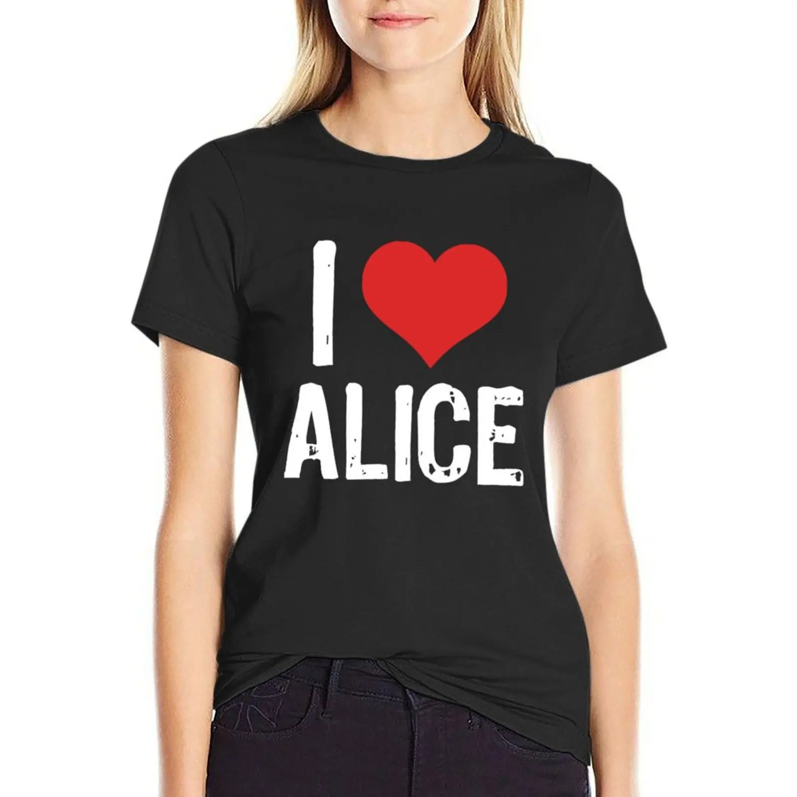 I Love Alice 여성용 티셔츠, 검은색 귀여운 옷, 숭고한 스포츠 팬 탑