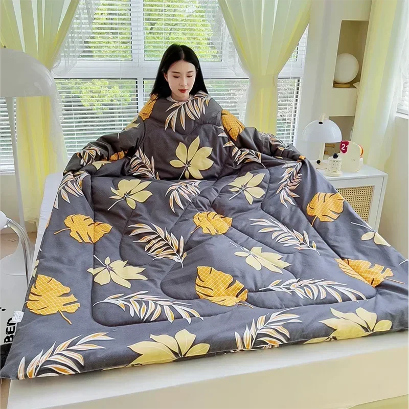 150x200 Multi Functional Sleeved Lazy Blanket For Winter Warmth Blanket, Dormitory Coat Wearable Blanket Can Be Used As A Pillow