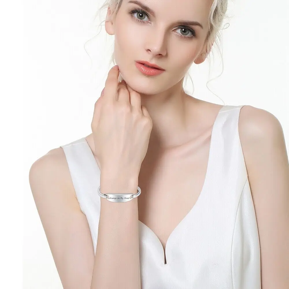 Stainless Steel Urn Bracelet Customize Cremation Bracelets Ashes Memorial For Human/Pet Ashes Keepsake Woman Bangle Jewelry